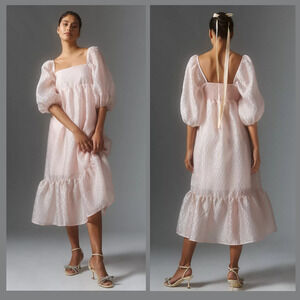 Anthropologie Textured Puff-Sleeve Dress - New Medium